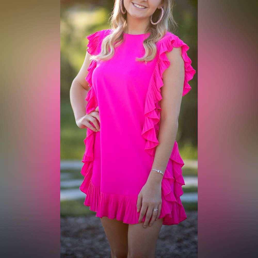 boutique pink ruffle dress